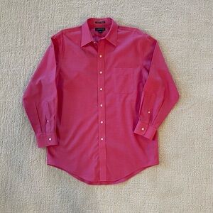 Lands End Men’s Pinpoint Oxford Button Down Shirt In Pink.  Size 15 1/2 - 32.